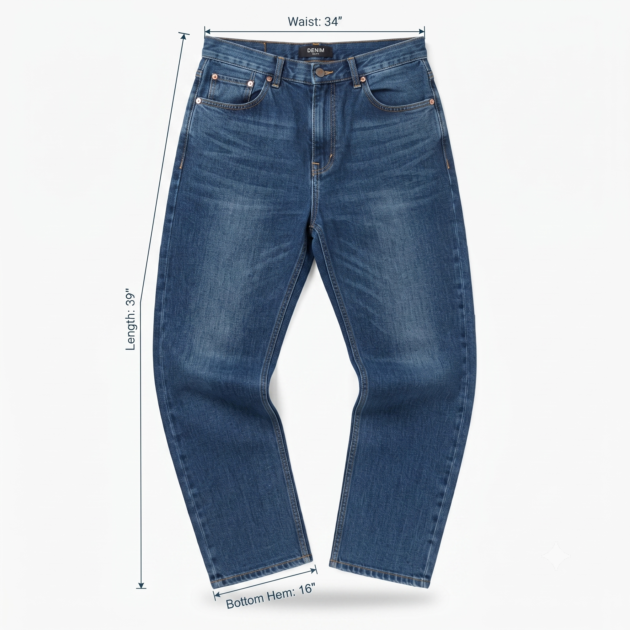Thrifted Stretch Comfort Men's Blue Straight Leg Jeans 34 Waist/ J1023
