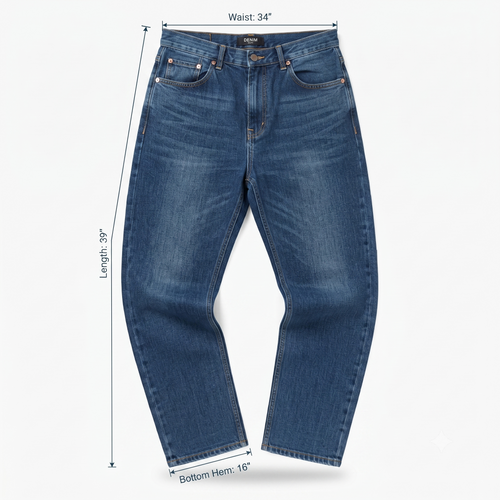 Thrifted Stretch Comfort Men's Blue Straight Leg Jeans 34 Waist/ J1023