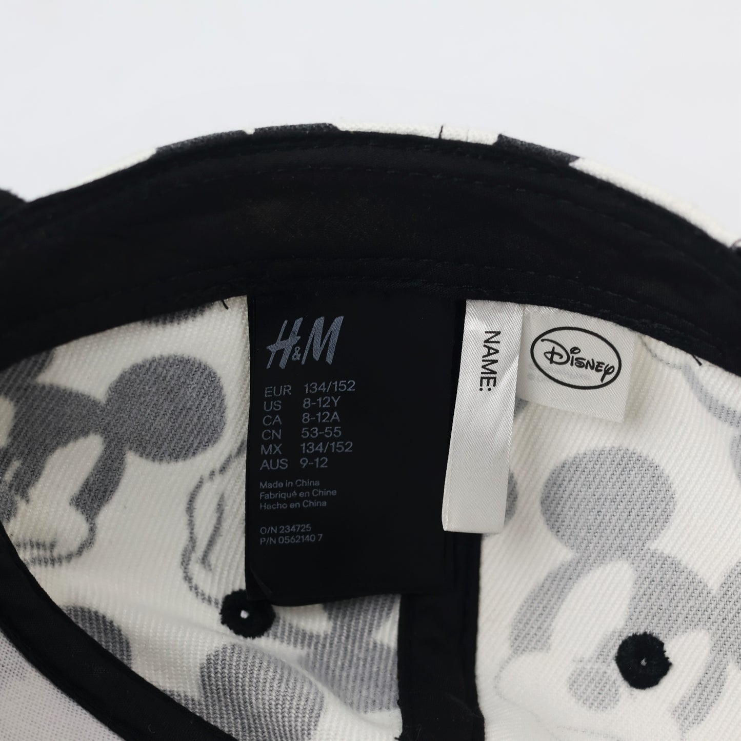 Disney x H&M Mickey Mouse Thrifted Snapback - White & Black Pattern Cap