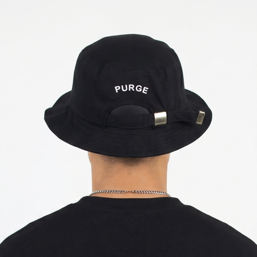 Thrifted Hanlianxiu Black Cotton Purge Bucket Hat