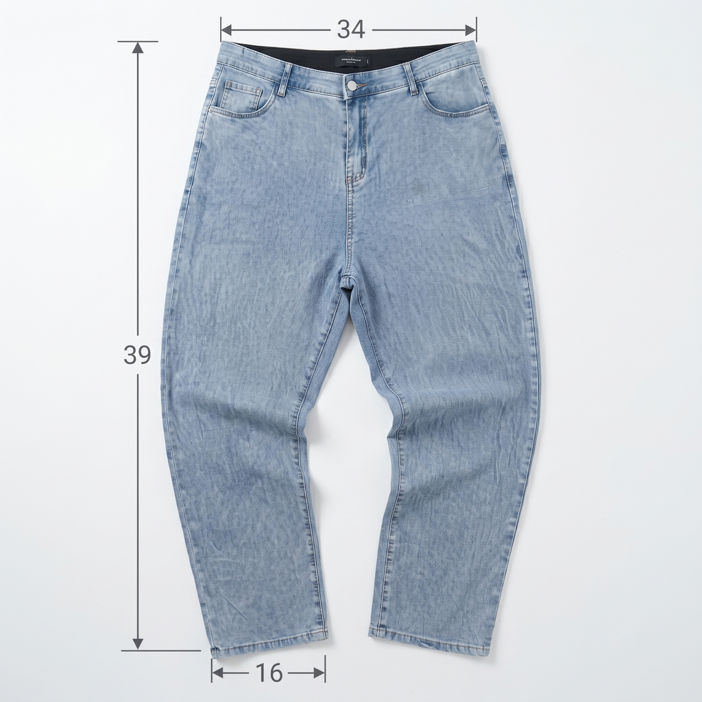 Thrifted Men's V.Cut Blue Elastic Waist Denim Waist:34/ J1084