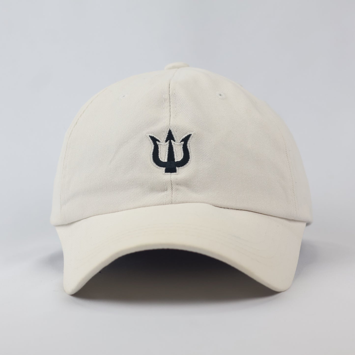 Spirit Brand Trident Logo Baseball Thrifted Cap - Classic Cream Cotton Dad Hat