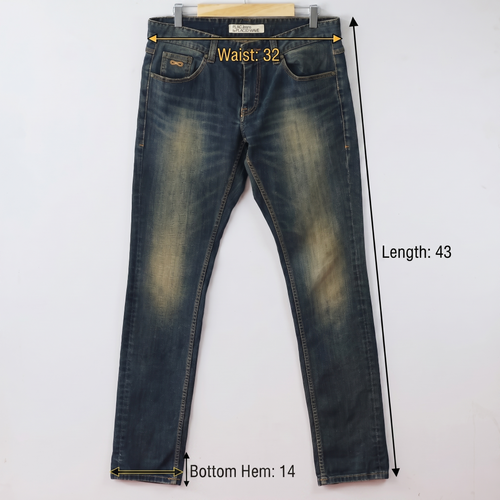 Thrifted Men's PLAC Jeans Placid Wave Blue Slim Fit Denim Waist: 32/ J1075