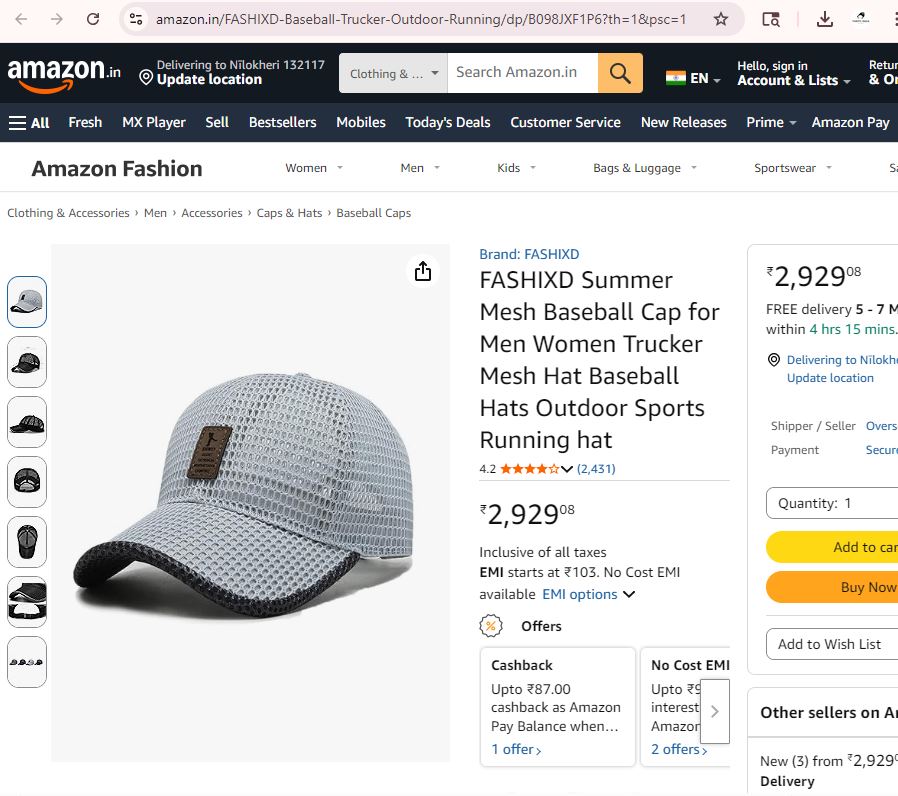 Technical Full Mesh Baseball Cap - Breathable Summer Sports Hat - Grey