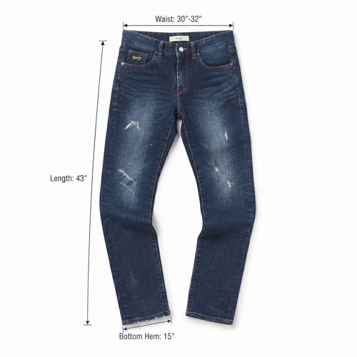 Thrifted PLAC Men's Deep Indigo Blue Ripped Jeans 30-32 Waist/ J1026