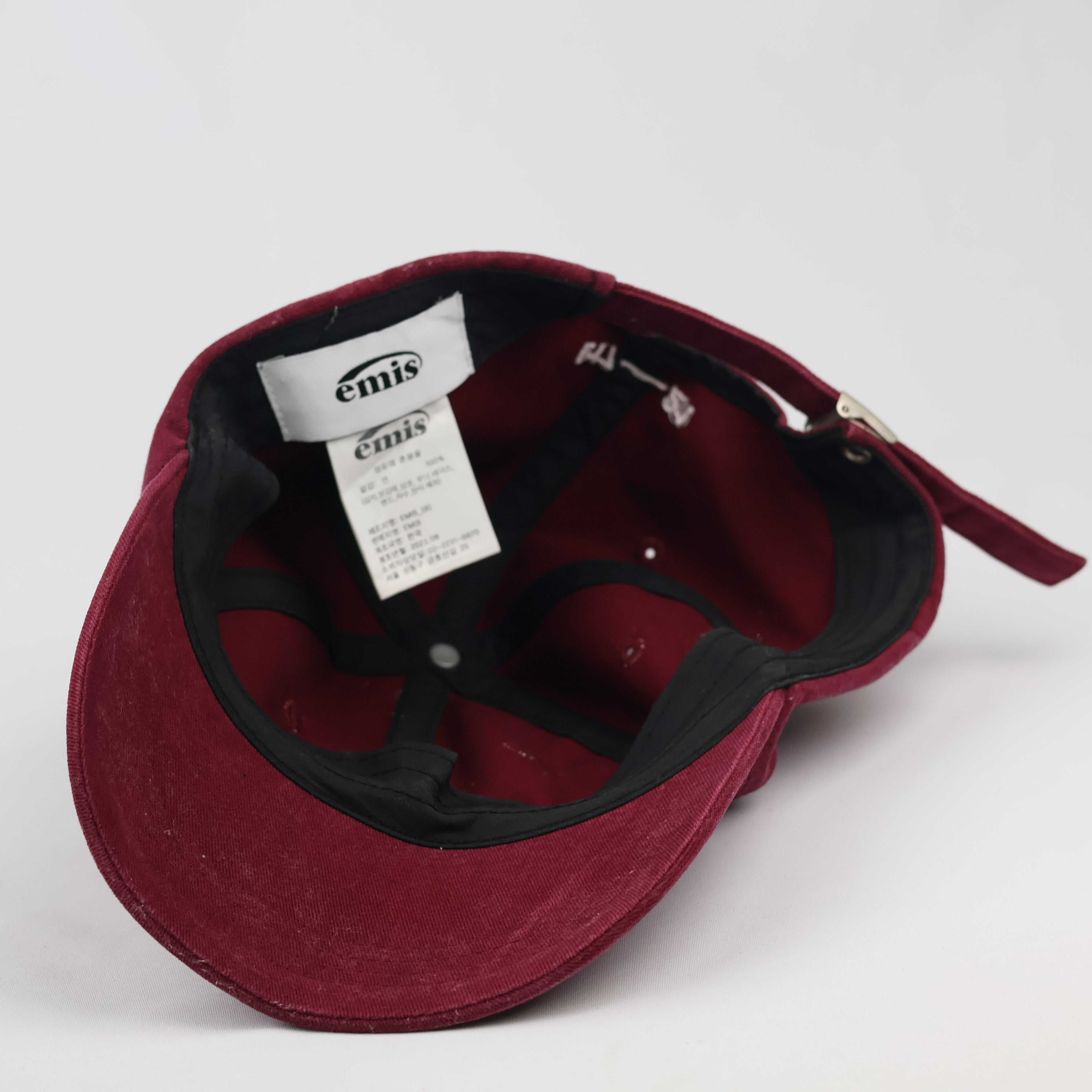 Thrifted Emis Korean Streetwear Maroon Strapback Baseball Cap