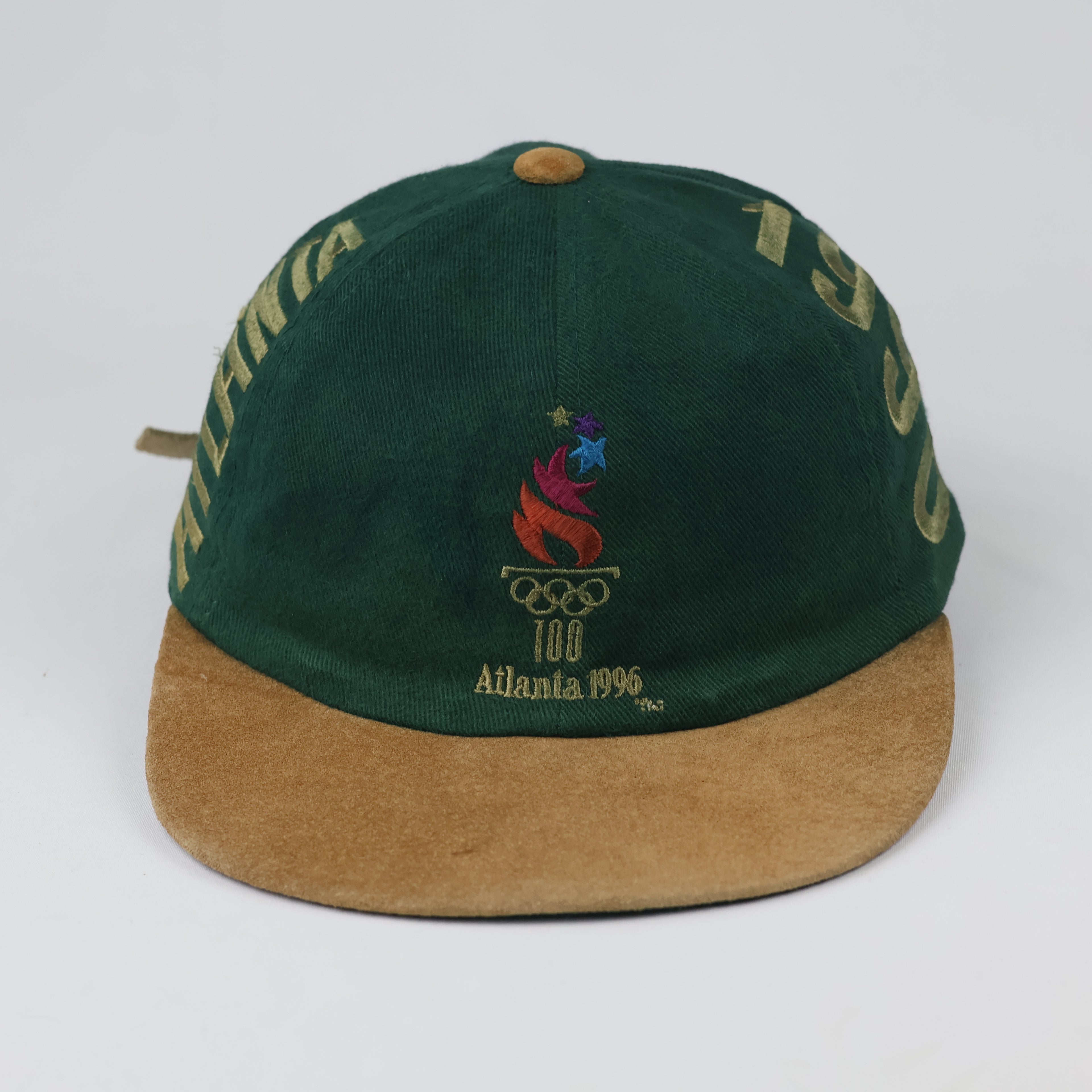 Thrifted 1996 Atlanta Olympics Green Cap | Suede Brim Strapback