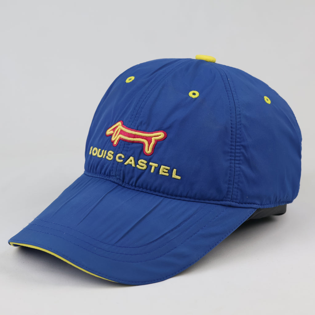 Thrifted Louis Castel Dachshund Logo Hat | Blue & Yellow Strapback