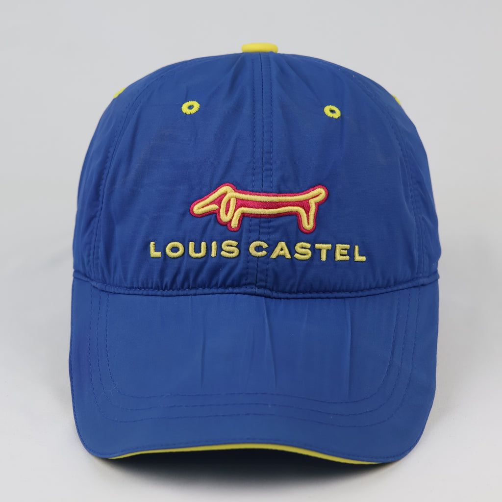 Thrifted Louis Castel Dachshund Logo Hat | Blue & Yellow Strapback