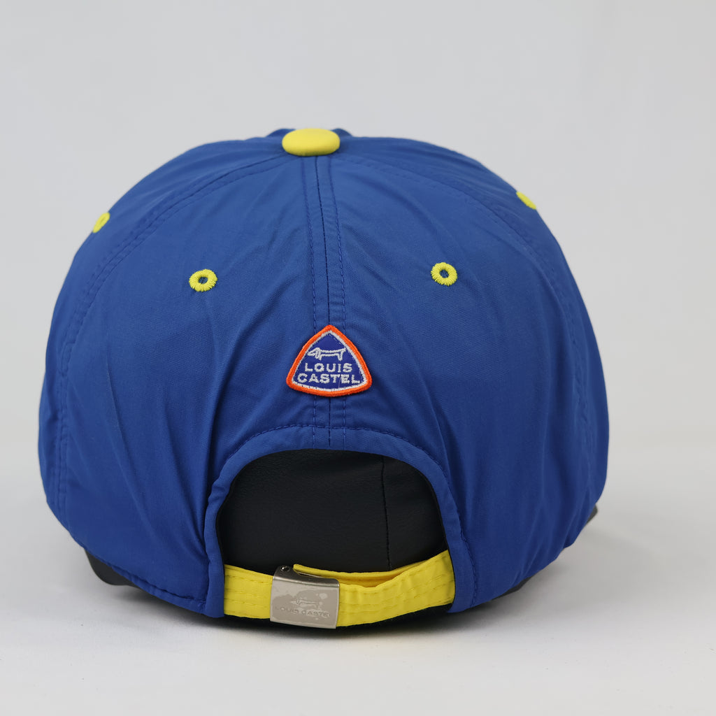 Thrifted Louis Castel Dachshund Logo Hat | Blue & Yellow Strapback