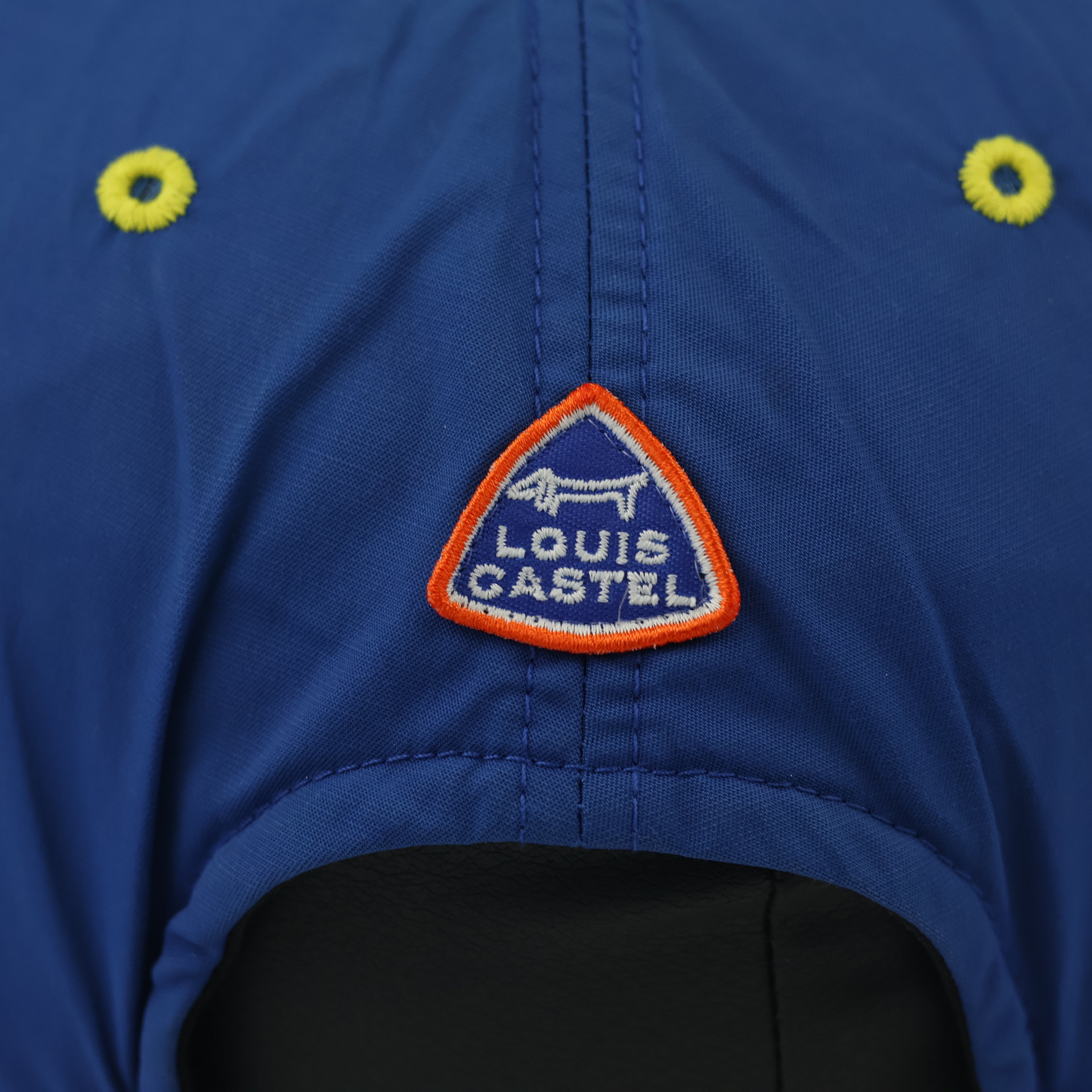 Thrifted Louis Castel Dachshund Logo Hat | Blue & Yellow Strapback