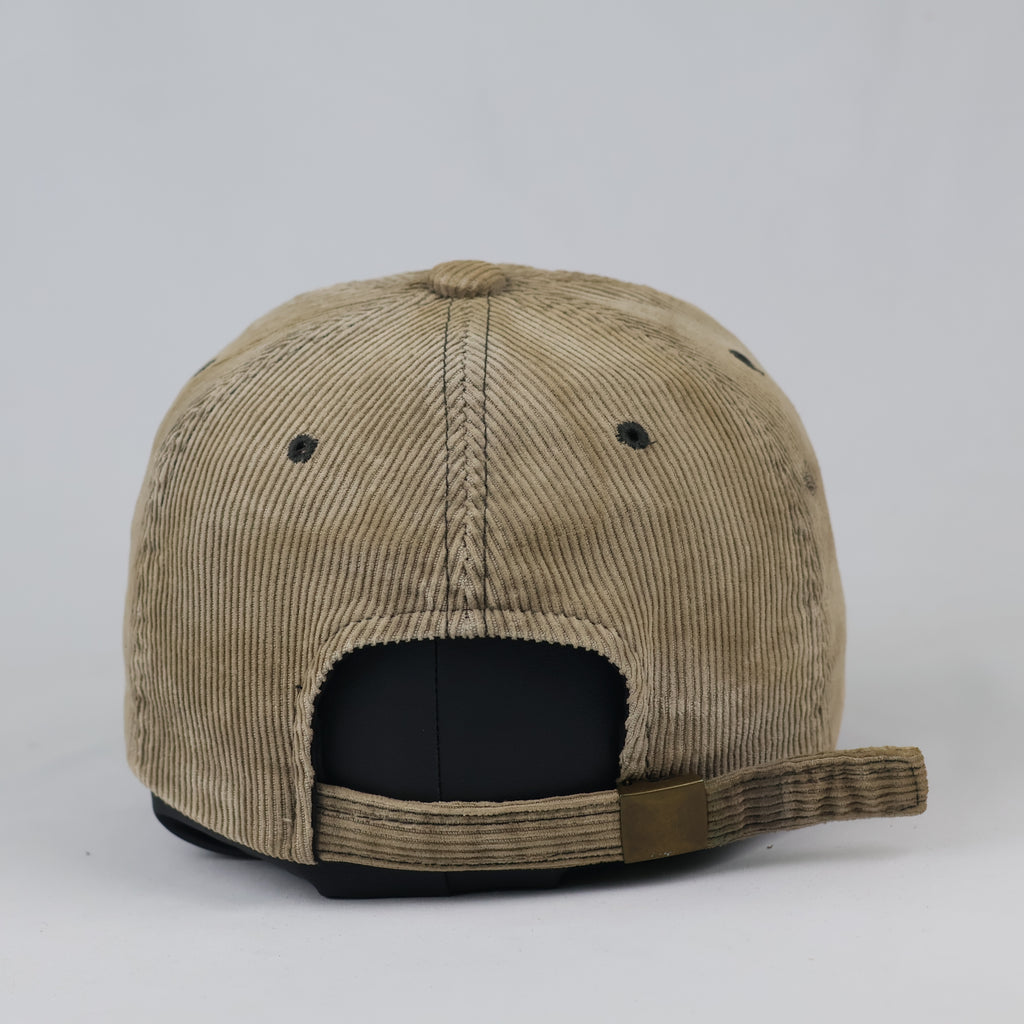 Thrifted Beige Corduroy Baseball Cap | Retro Initial Strapback