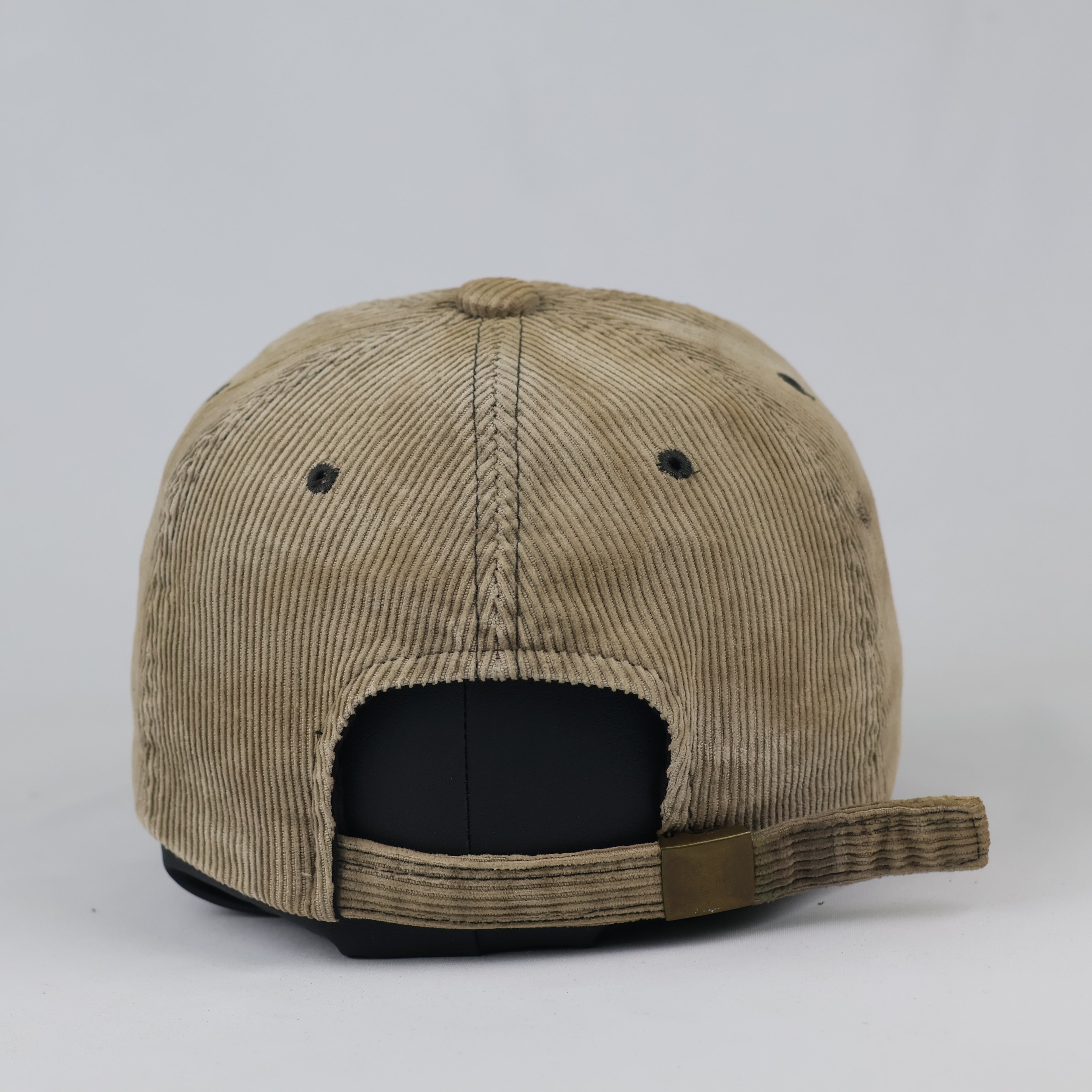 Thrifted Beige Corduroy Baseball Cap | Retro Initial Strapback