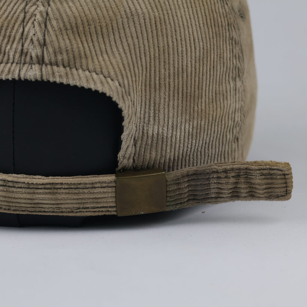 Thrifted Beige Corduroy Baseball Cap | Retro Initial Strapback