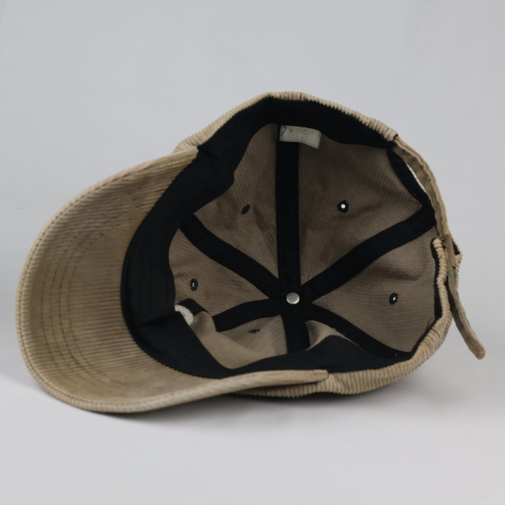 Thrifted Beige Corduroy Baseball Cap | Retro Initial Strapback