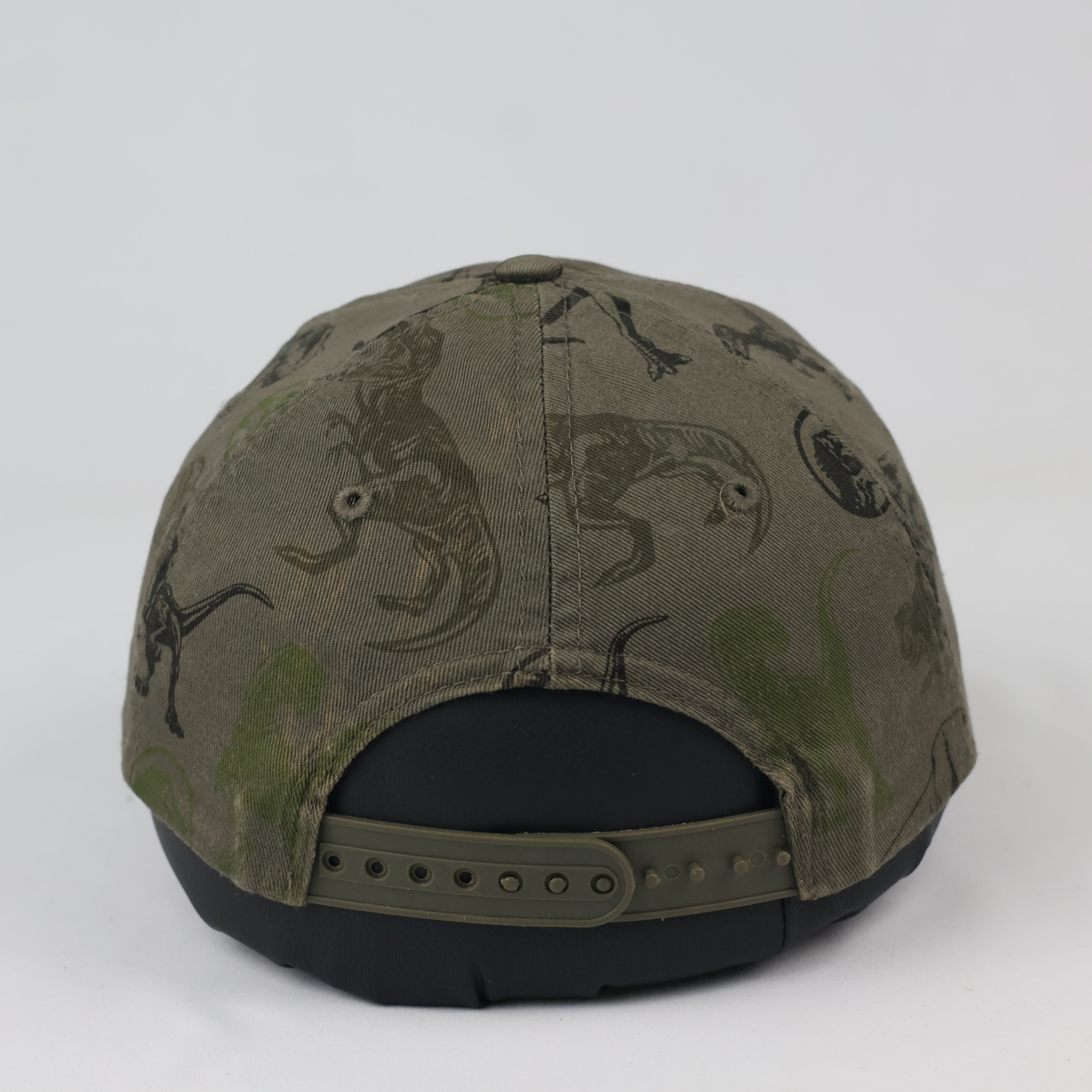 Thrifted Jurassic World Kids Cap | Olive Green All-Over Print Hat