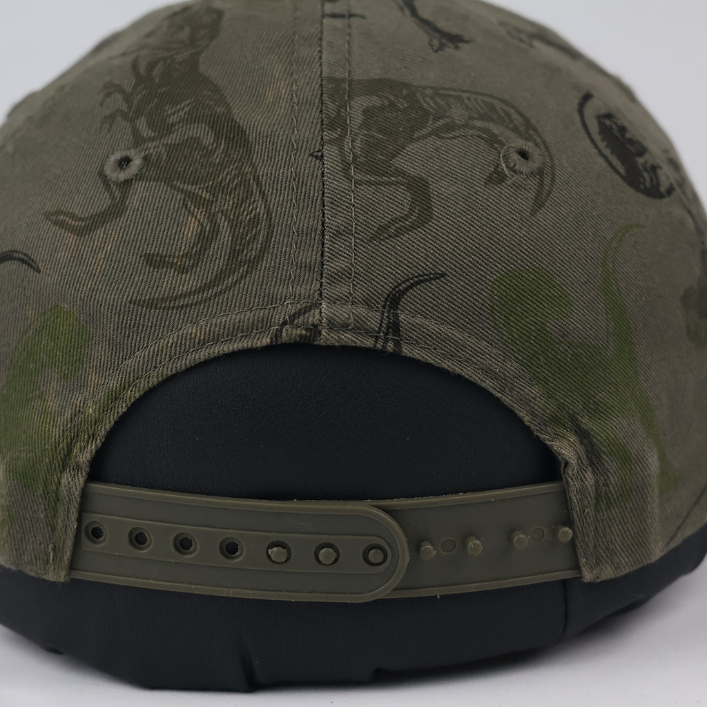 Thrifted Jurassic World Kids Cap | Olive Green All-Over Print Hat