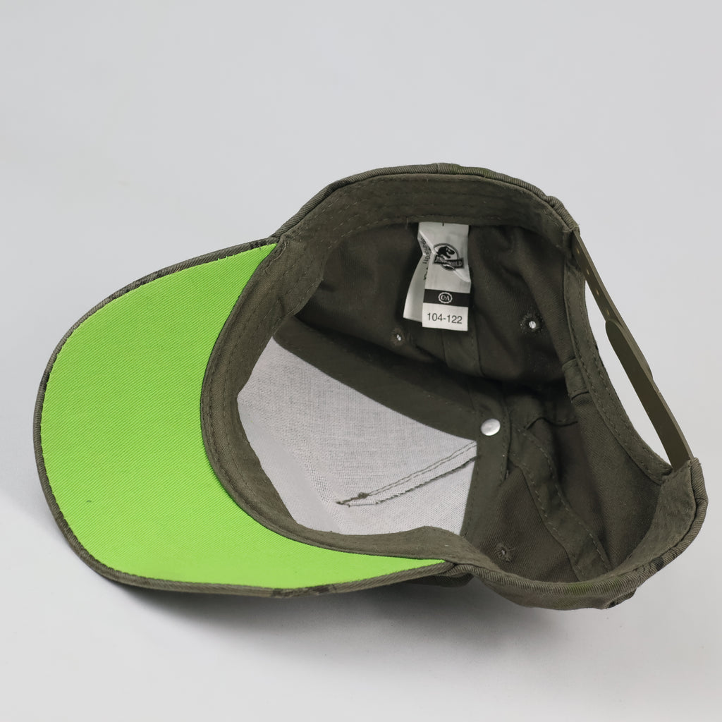 Thrifted Jurassic World Kids Cap | Olive Green All-Over Print Hat