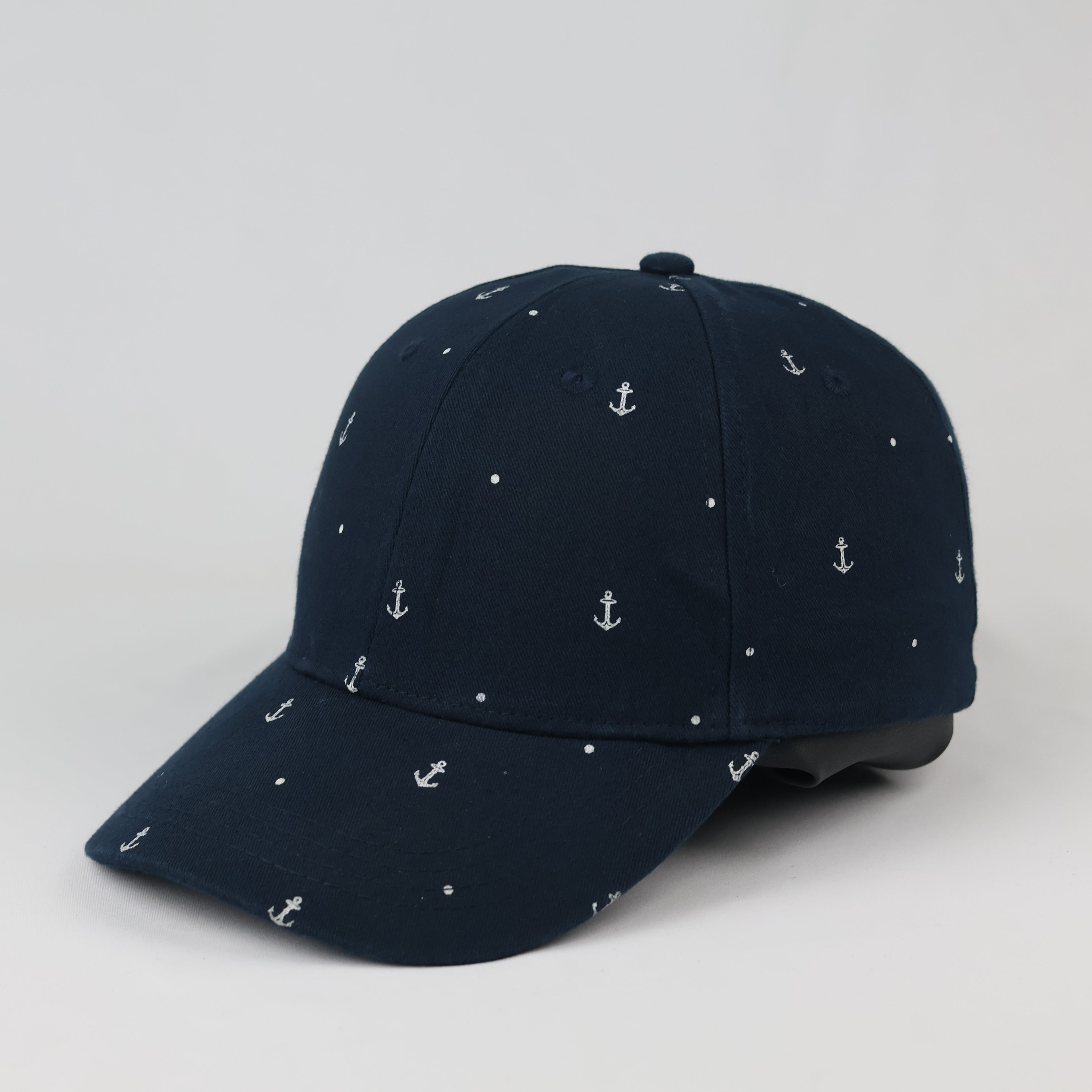 Thrifted Navy Blue Anchor & Polka Dot Cap | Adjustable 57-59 cm