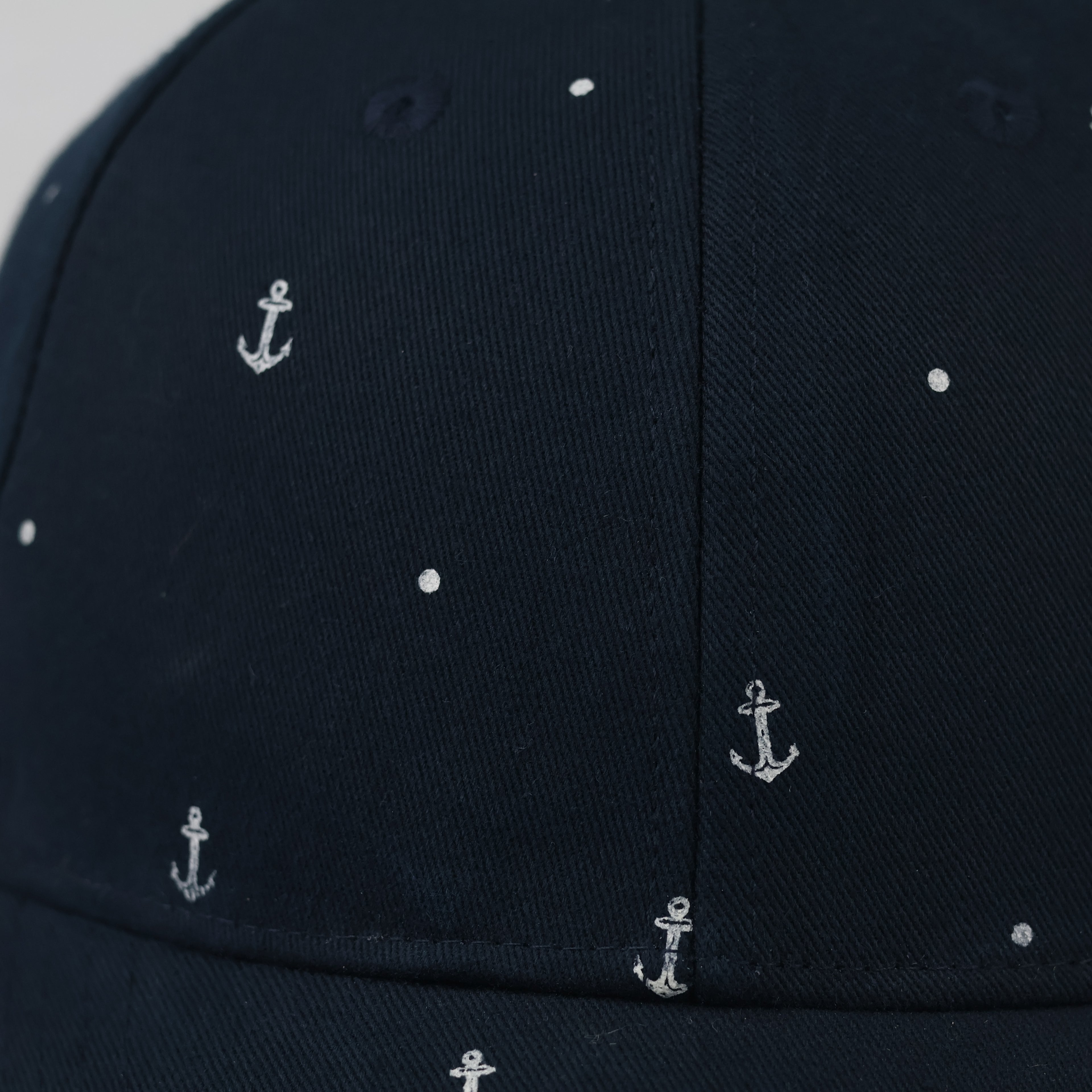 Thrifted Navy Blue Anchor & Polka Dot Cap | Adjustable 57-59 cm