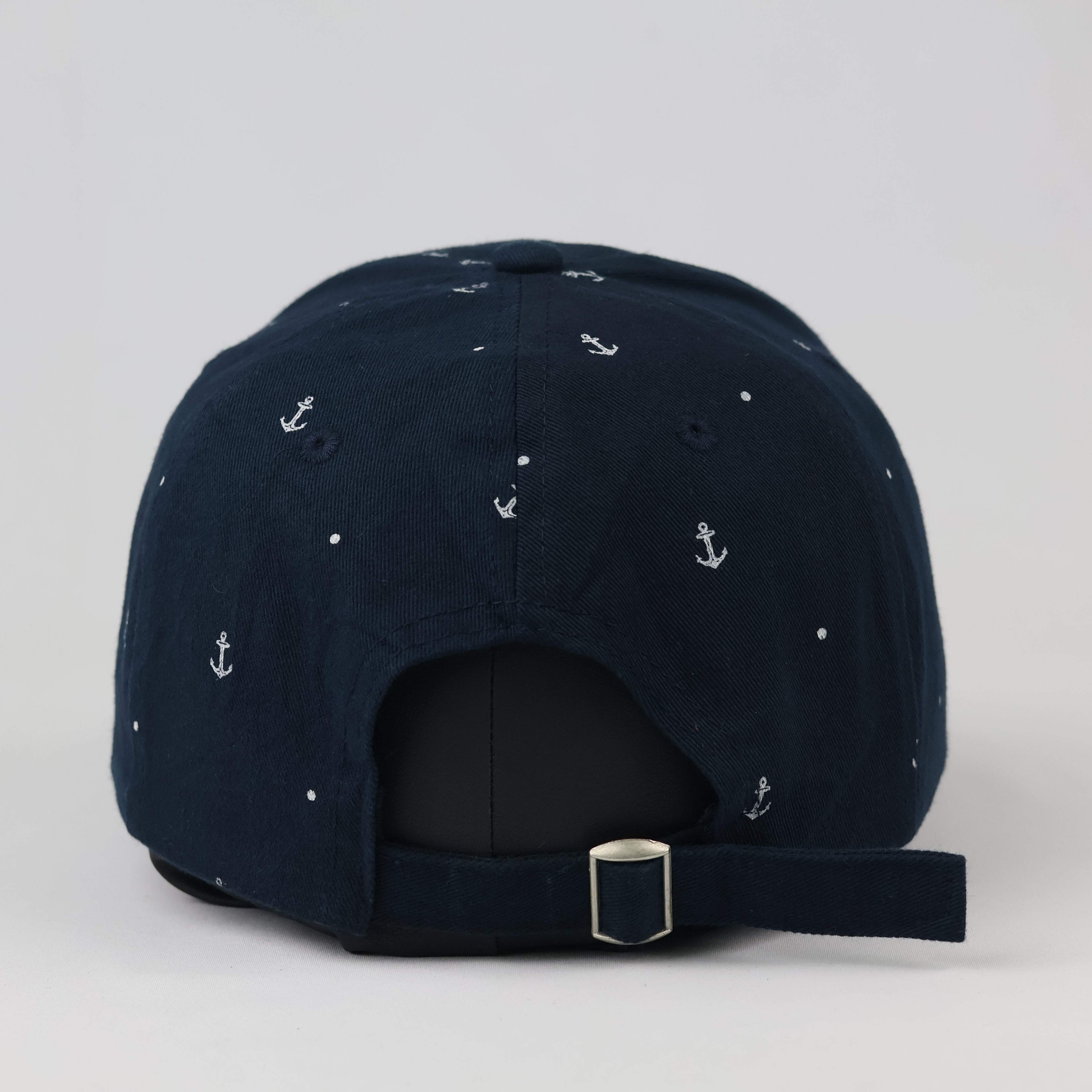 Thrifted Navy Blue Anchor & Polka Dot Cap | Adjustable 57-59 cm