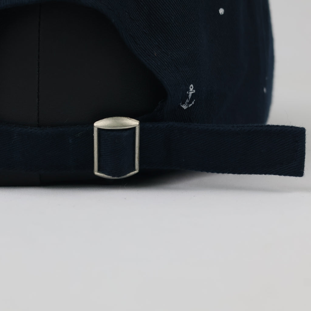 Thrifted Navy Blue Anchor & Polka Dot Cap | Adjustable 57-59 cm