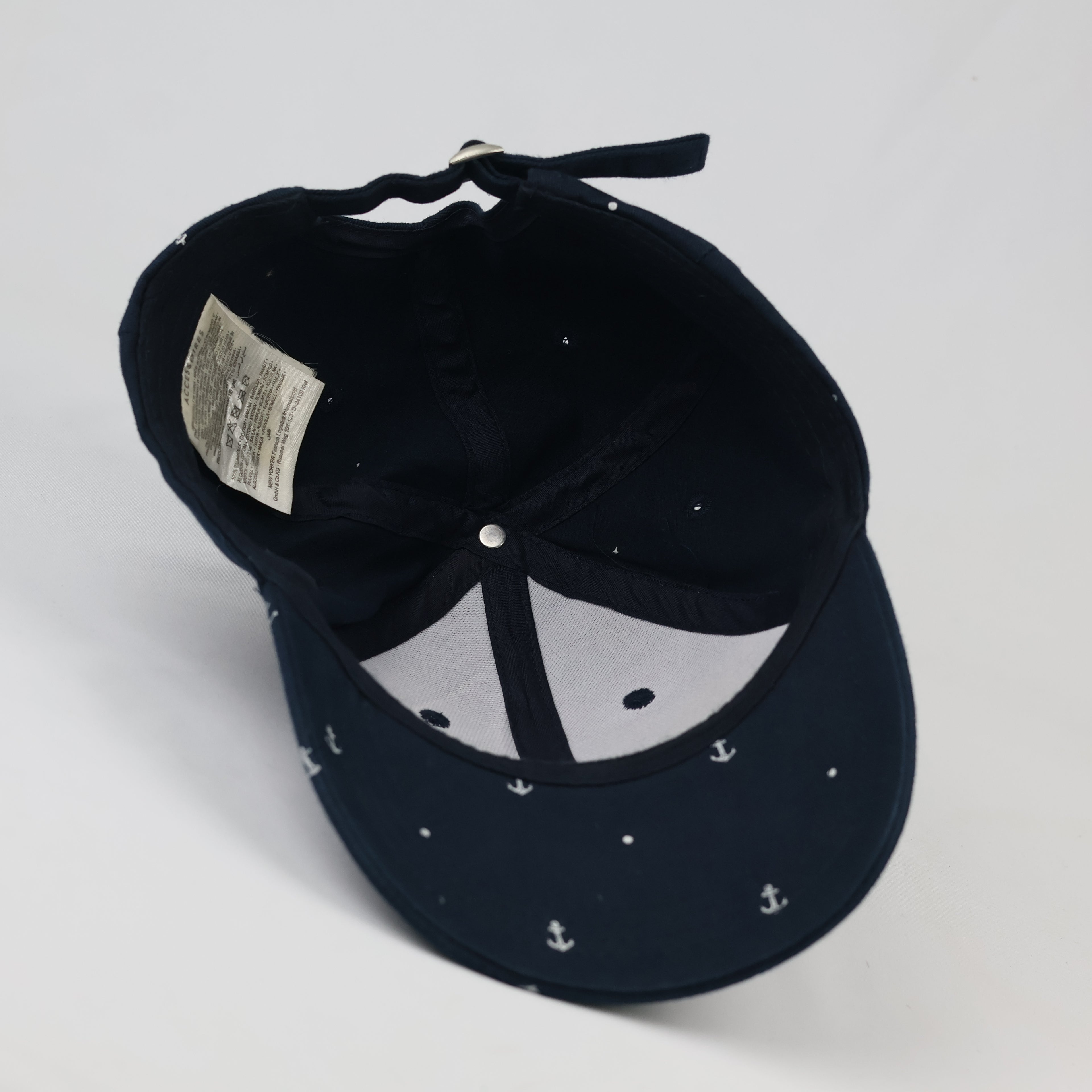Thrifted Navy Blue Anchor & Polka Dot Cap | Adjustable 57-59 cm