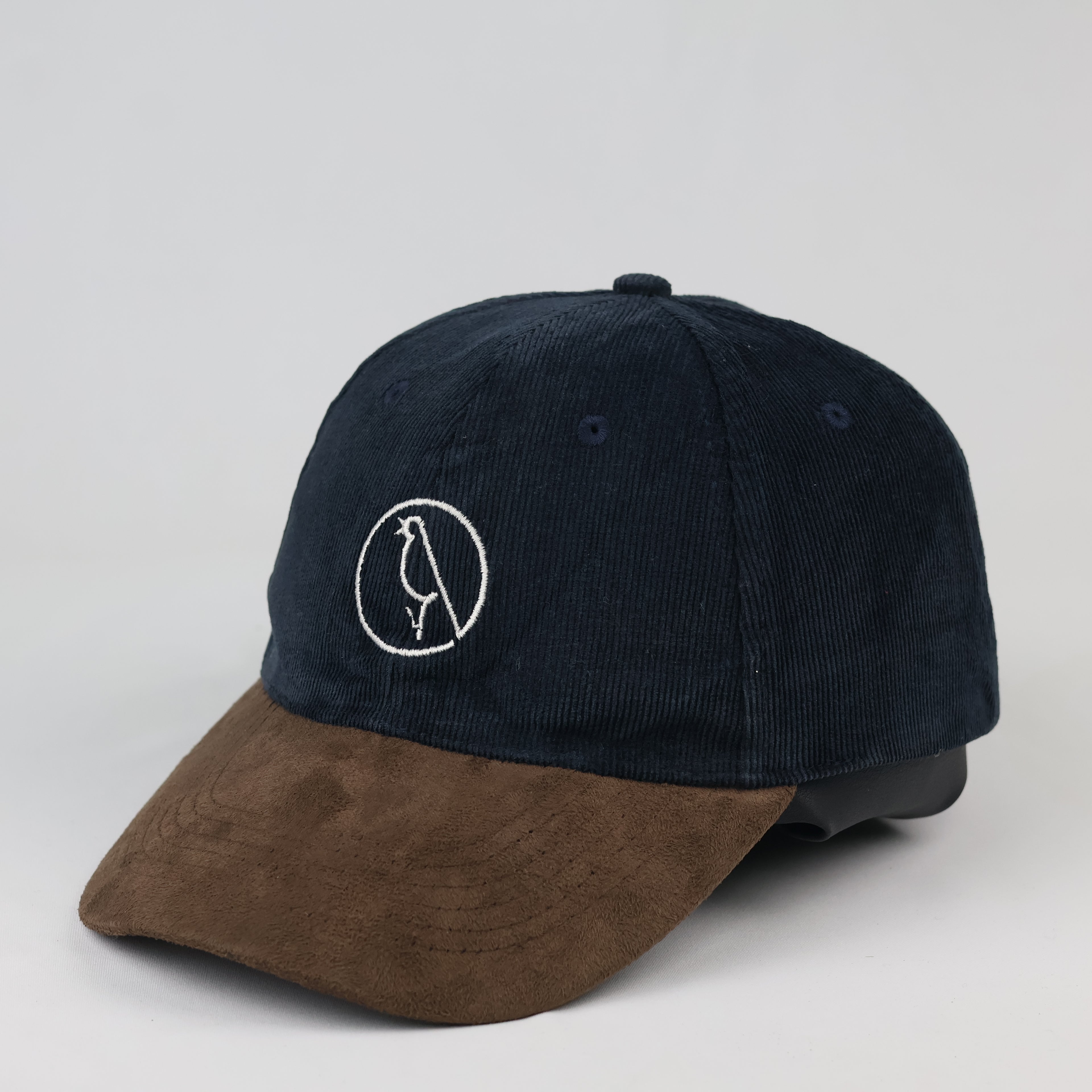 Thrifted Navy Blue Corduroy Cap | Brown Faux Suede Brim