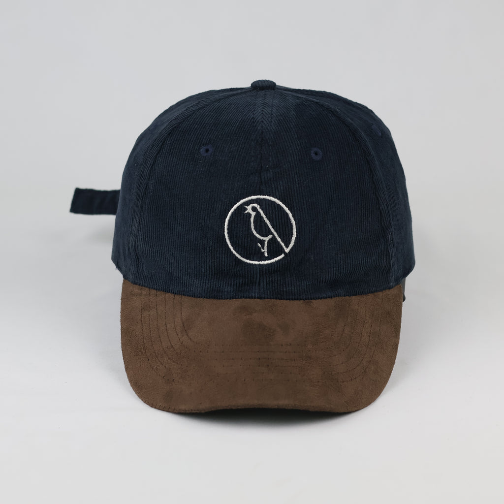 Thrifted Navy Blue Corduroy Cap | Brown Faux Suede Brim