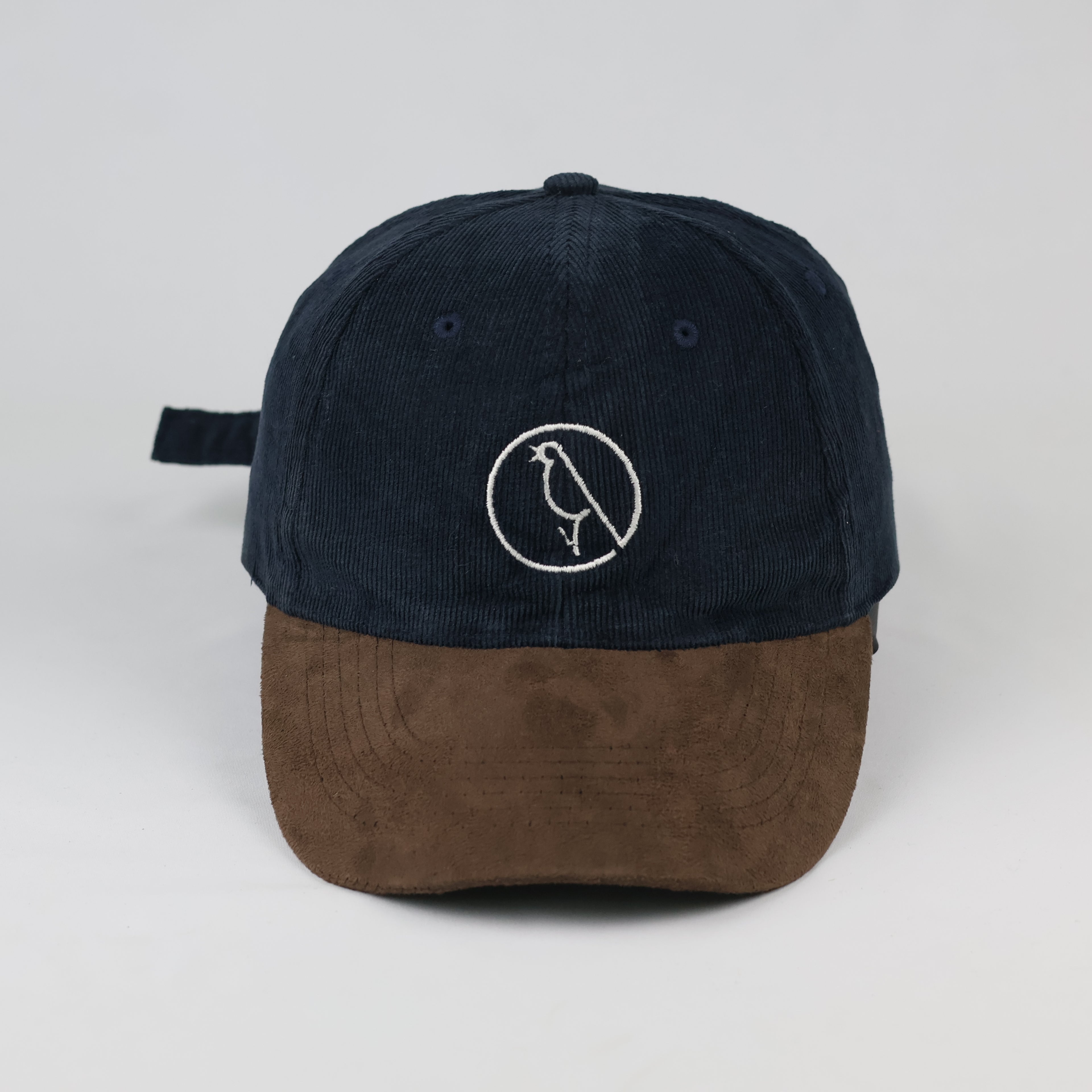 Thrifted Navy Blue Corduroy Cap | Brown Faux Suede Brim