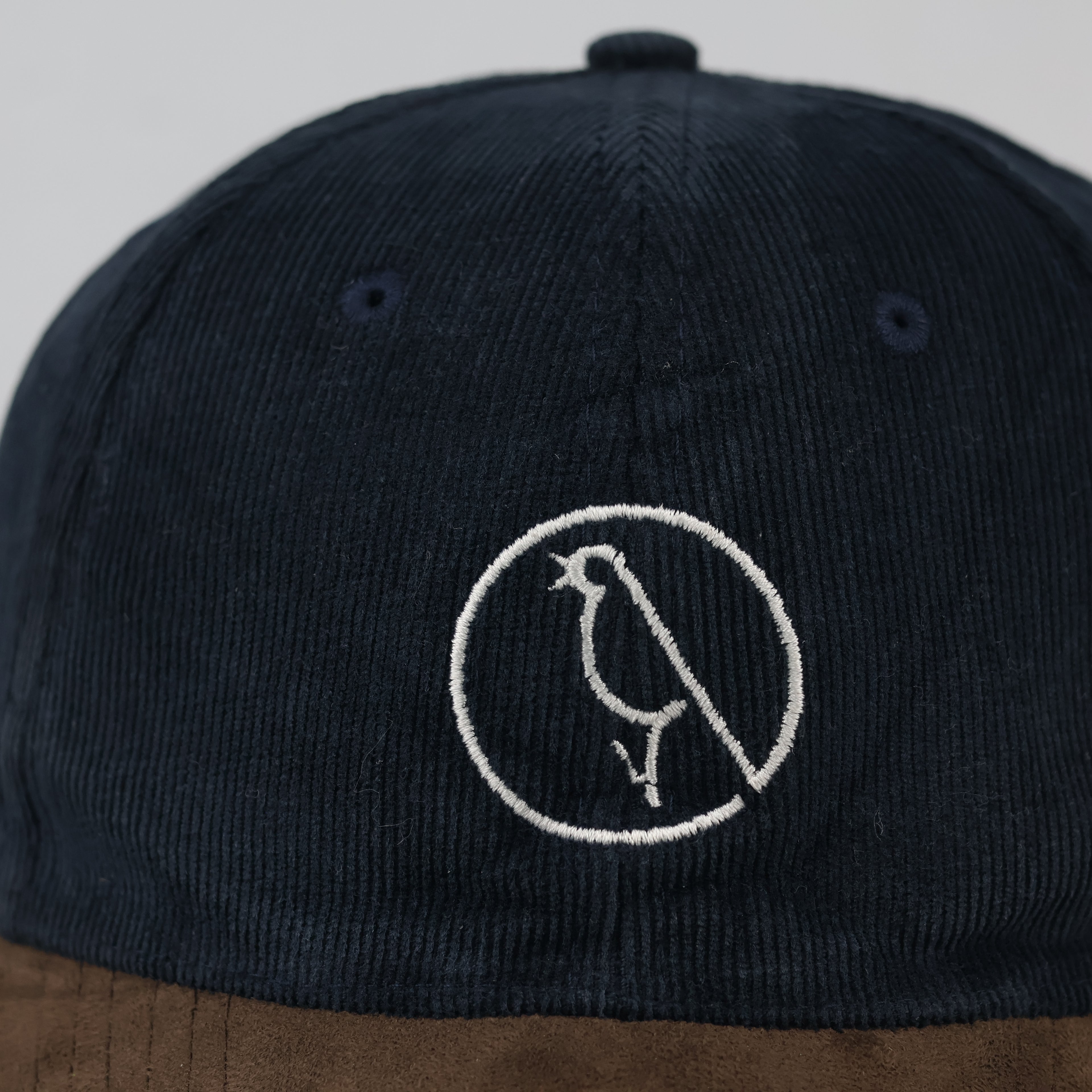 Thrifted Navy Blue Corduroy Cap | Brown Faux Suede Brim