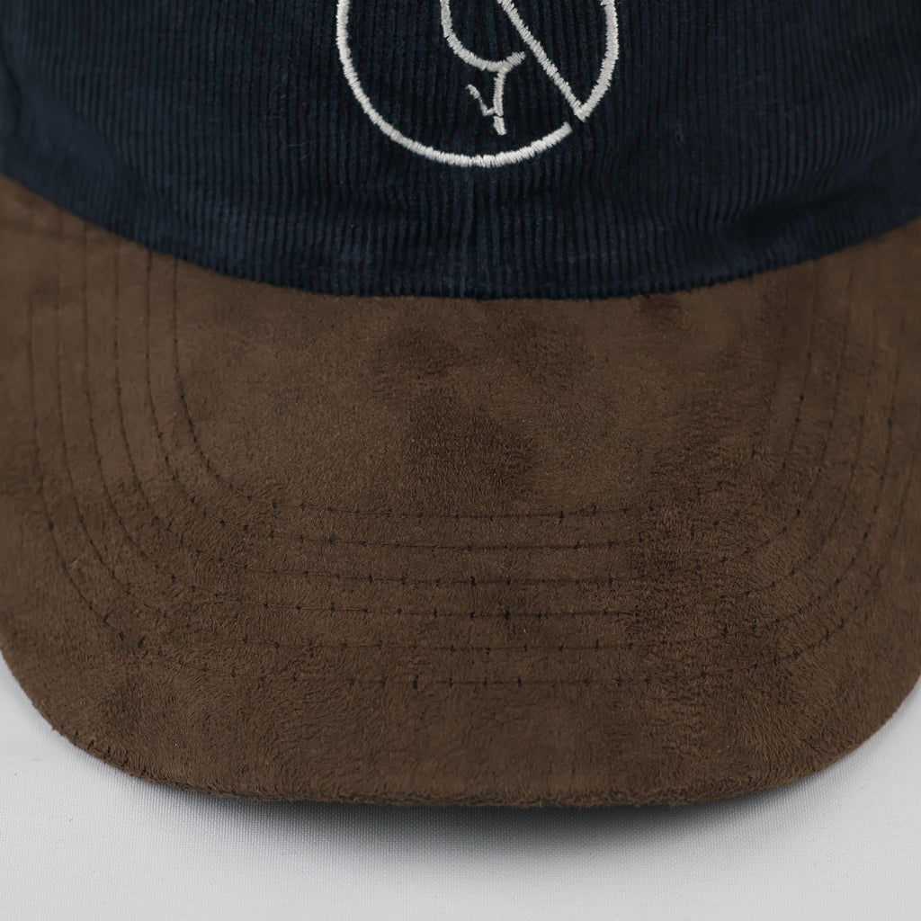 Thrifted Navy Blue Corduroy Cap | Brown Faux Suede Brim