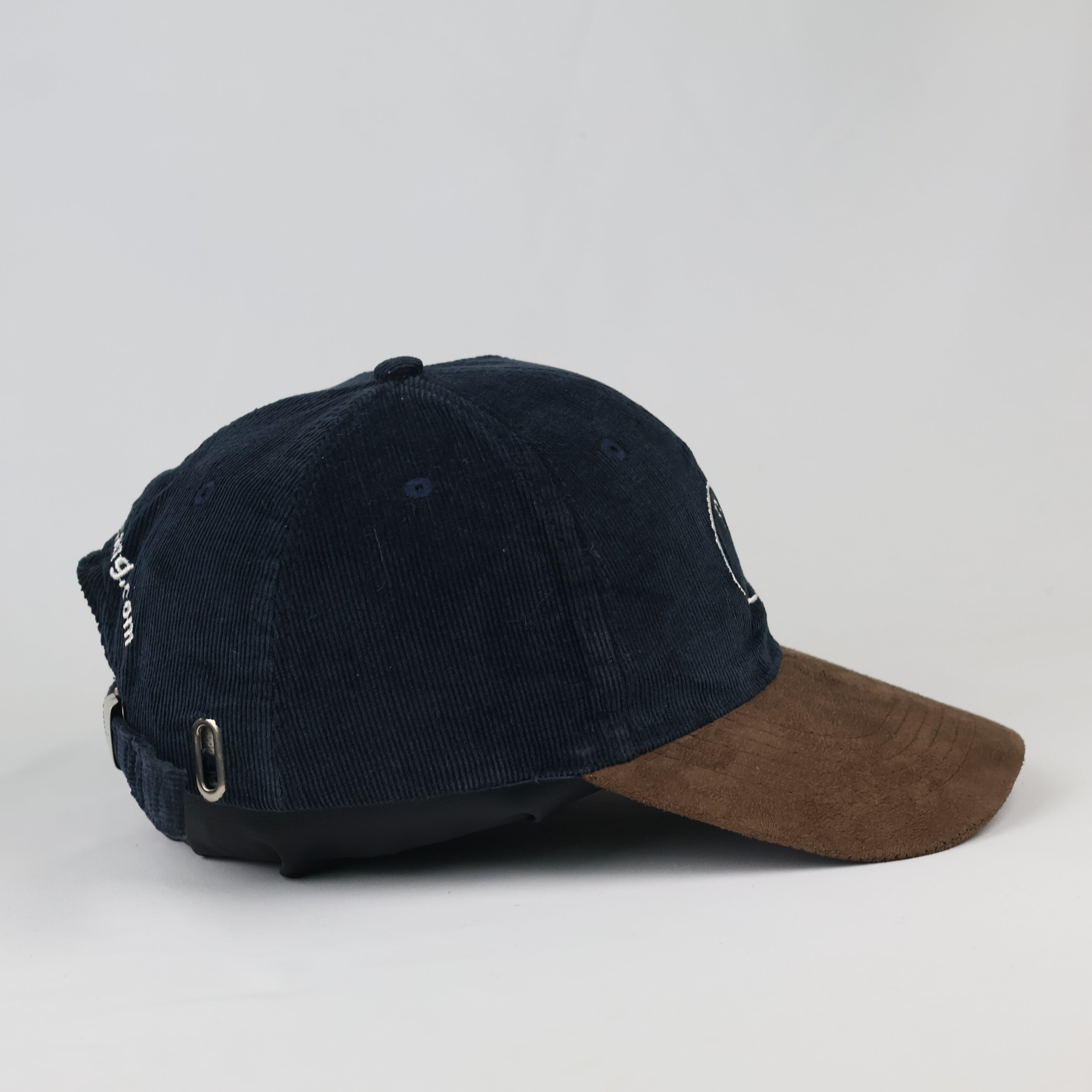 Thrifted Navy Blue Corduroy Cap | Brown Faux Suede Brim