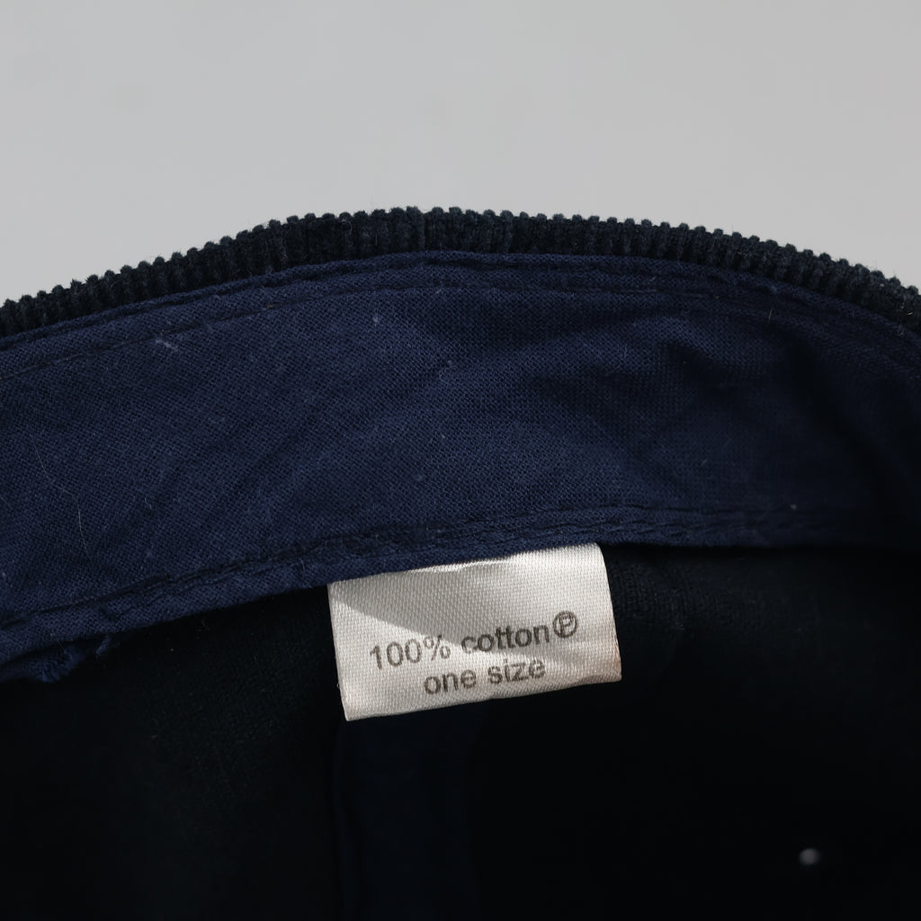 Thrifted Navy Blue Corduroy Cap | Brown Faux Suede Brim