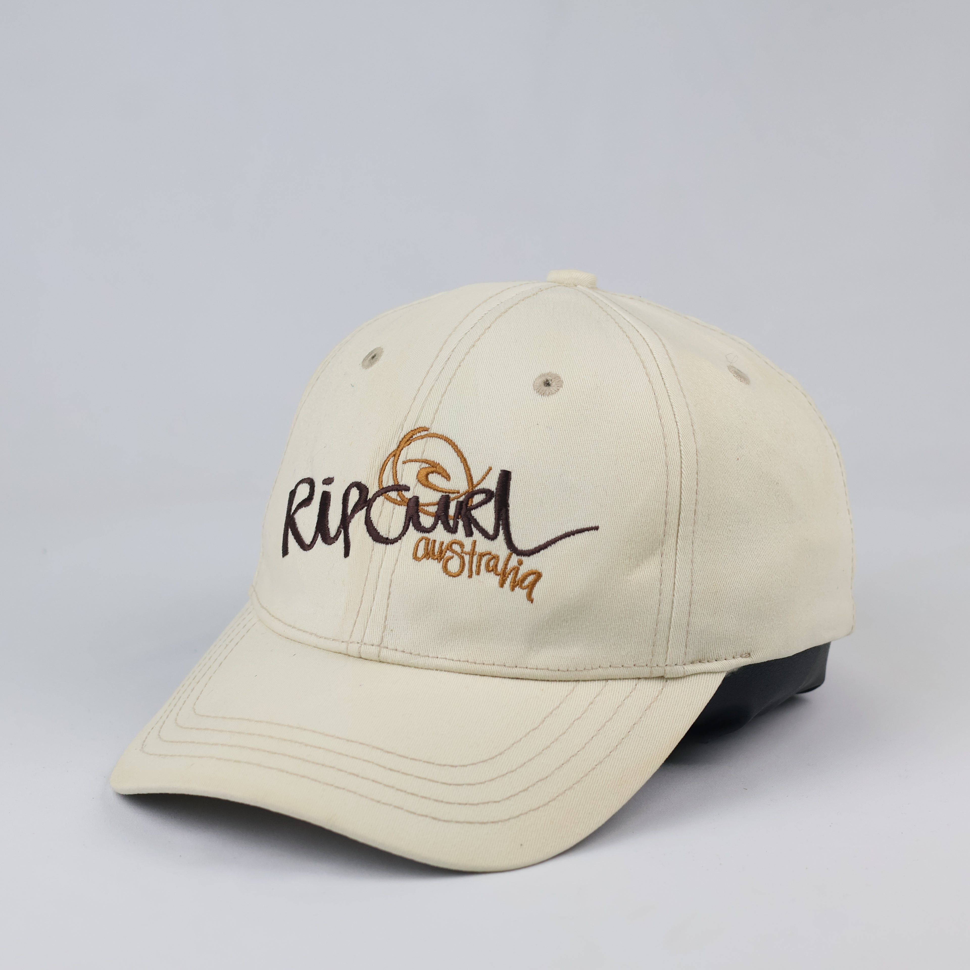 Thrifted Rip Curl Unifit Spellout Hat | Off-White Stretch Fit