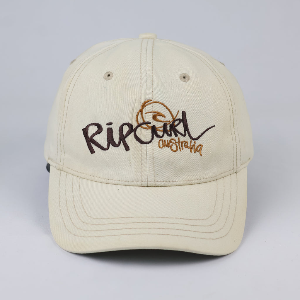 Thrifted Rip Curl Unifit Spellout Hat | Off-White Stretch Fit