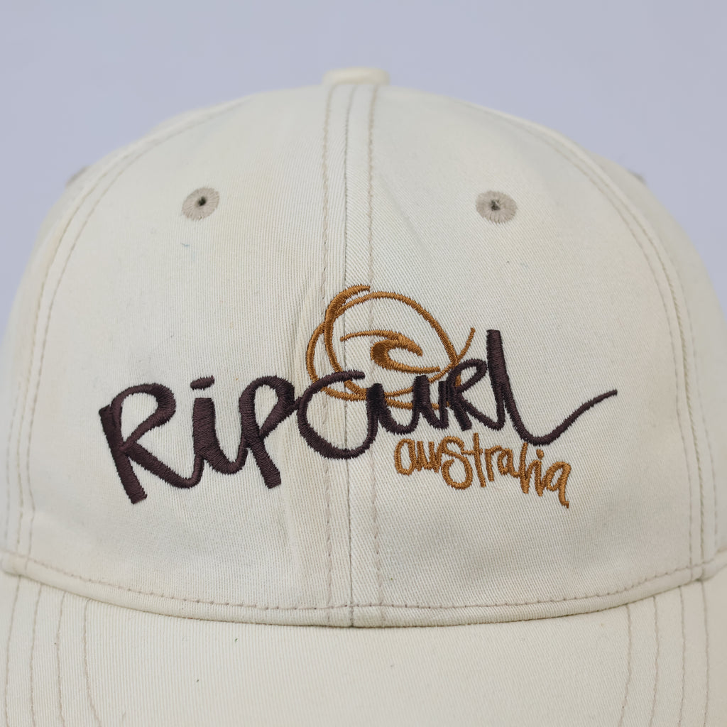 Thrifted Rip Curl Unifit Spellout Hat | Off-White Stretch Fit
