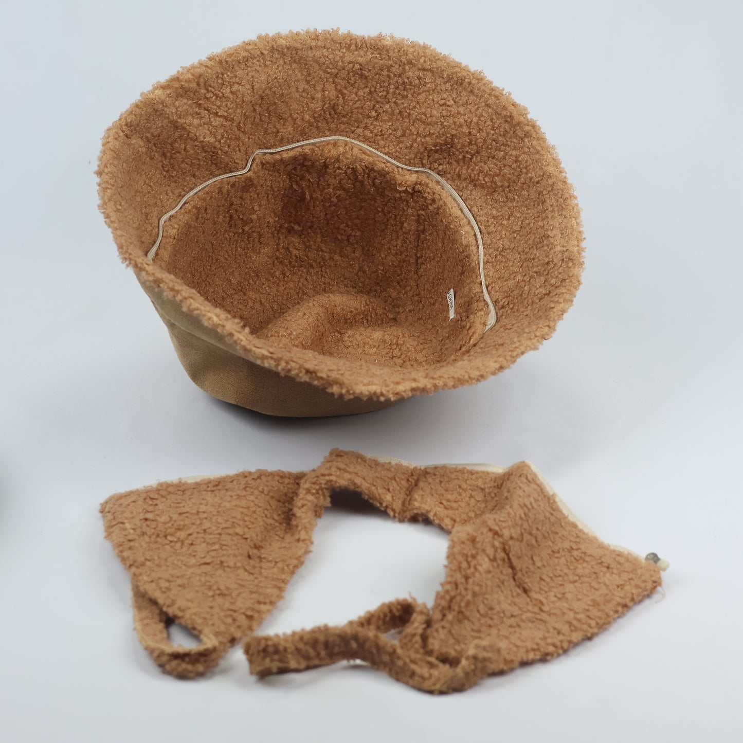 Winter Fleece-Lined Camel Cloche Thrift Hat – Versatile Boho Trapper Bucket Cap