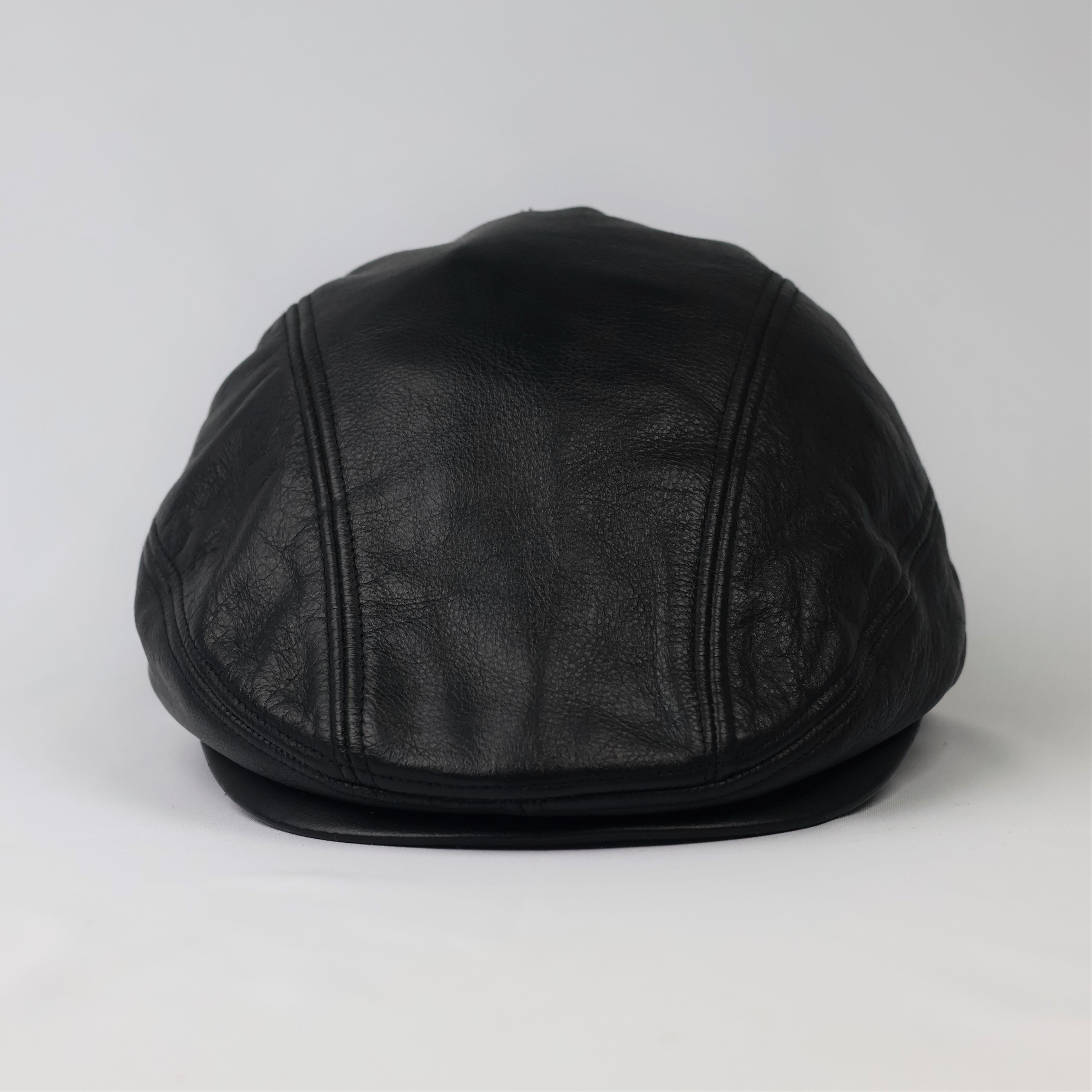 Bear-S Premium Black Genuine Leather Flat Cap - Vintage Ivy Hat