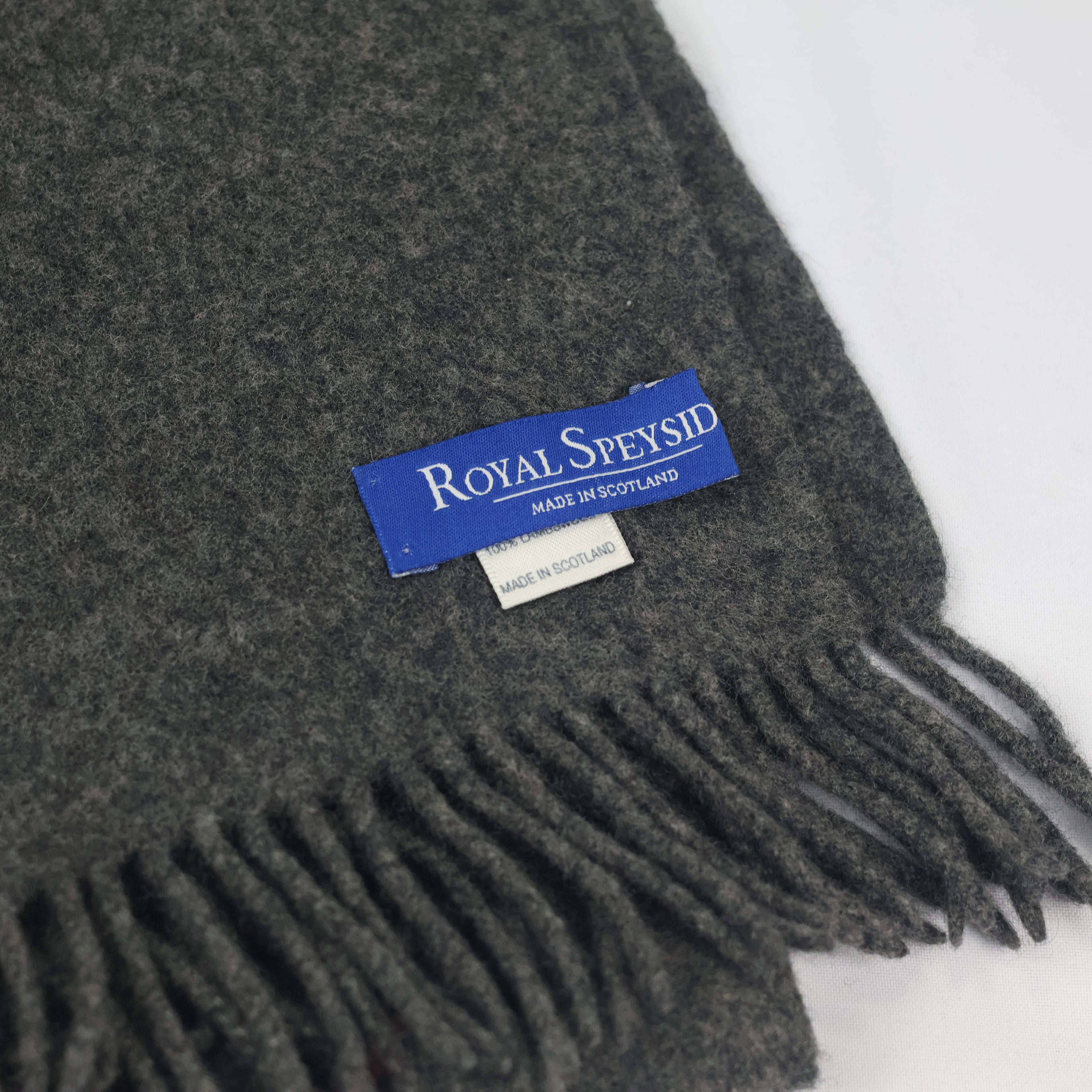 Royal Speyside Scottish Wool Thrifted Scarf - Dark Grey Heritage Muffler