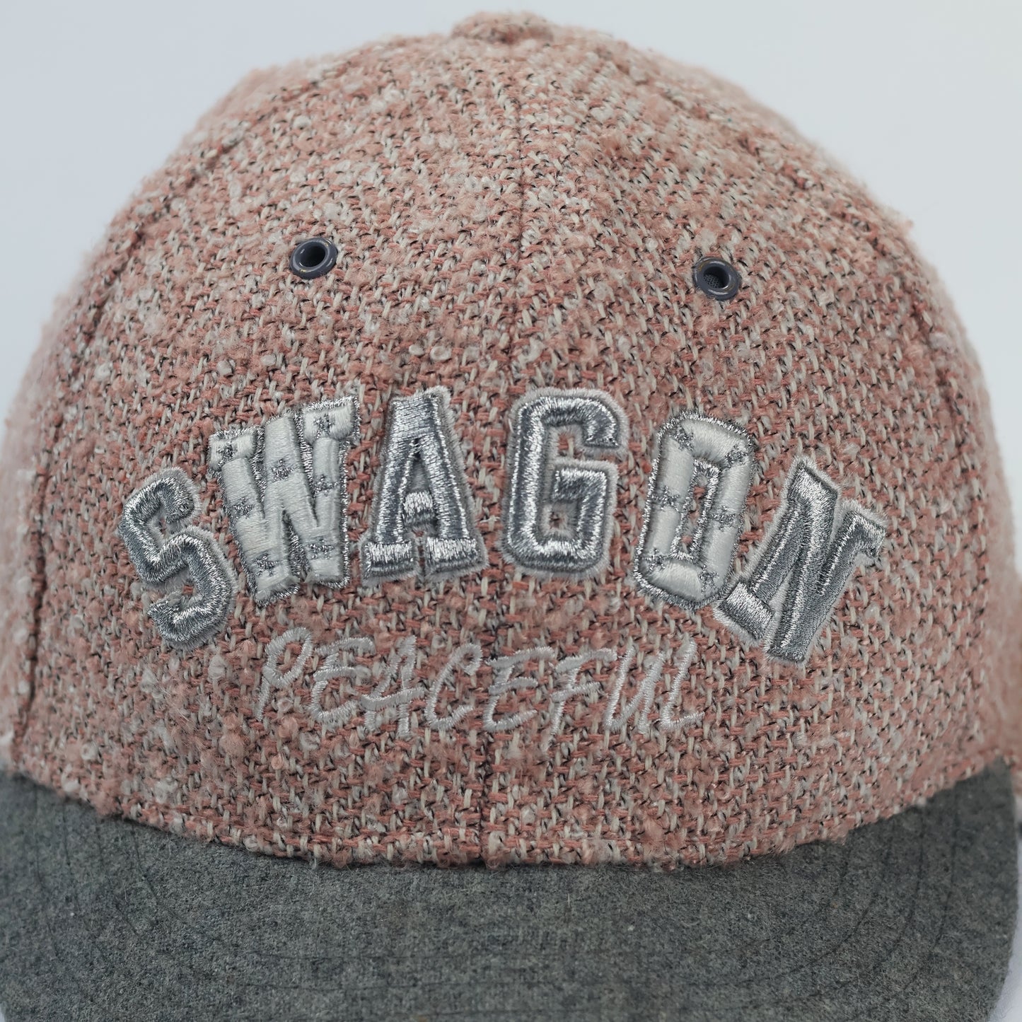 "SWAGON" Earflap Baseball Hat – Textured Tweed with Grey Felt Brim