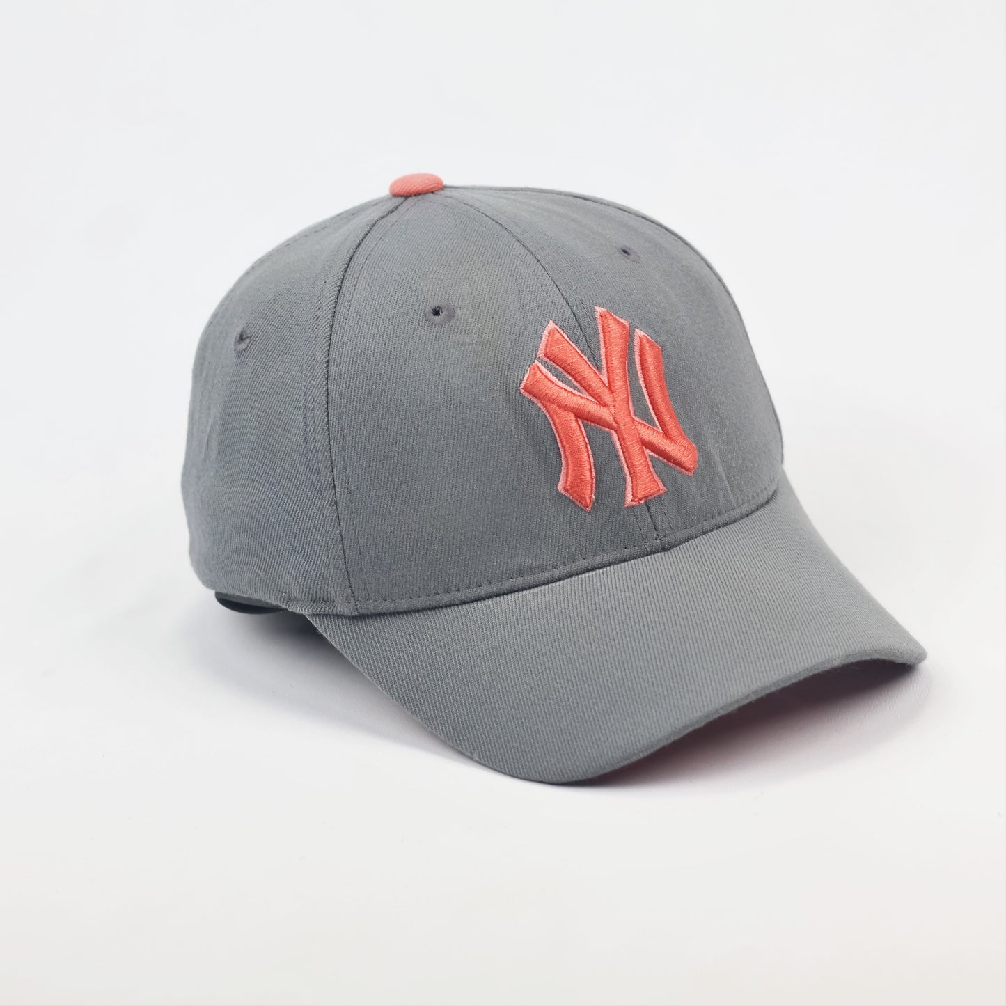 New York Yankees MLB Grey & Salmon Baseball Thrifted Cap - Embroidered NY Hat