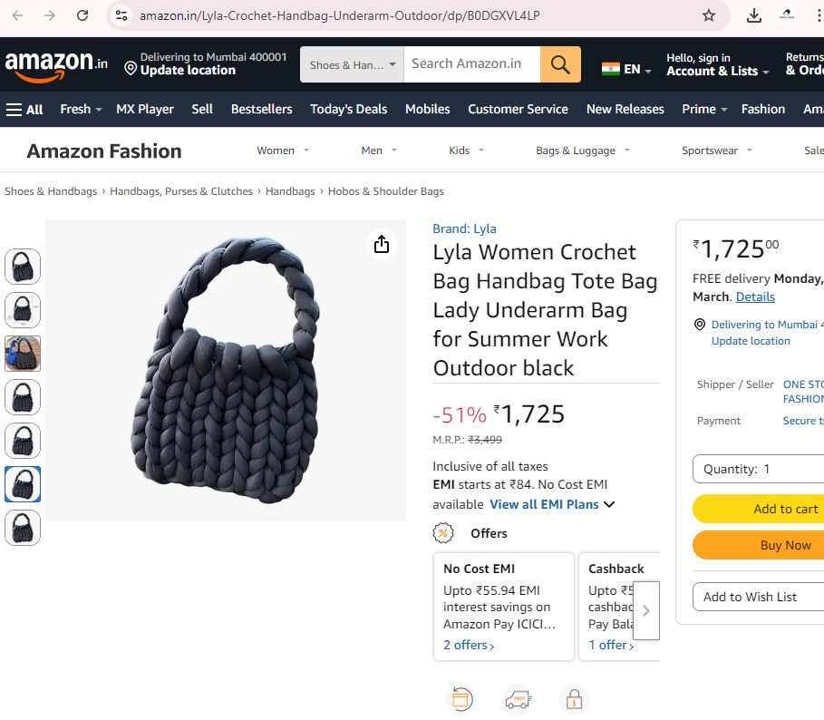 Handmade Dark Grey Chunky Yarn Bag | Soft Braided Top Handle