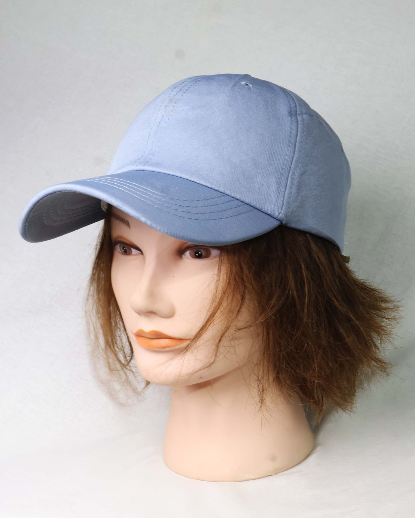 Trendy Sky Blue Cotton Cap with “Smile” Embroidery | Unisex Adjustable Baseball Hat