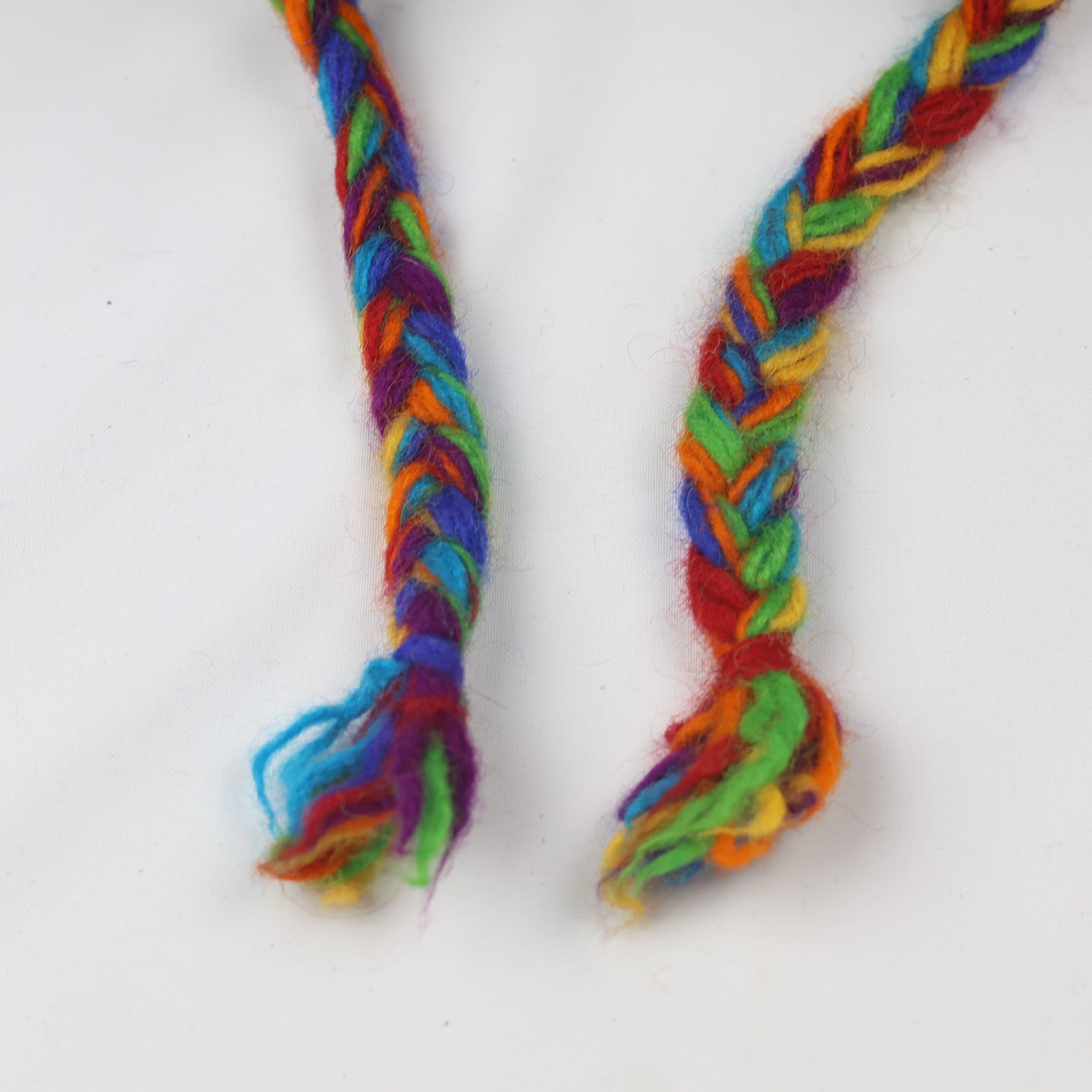 100% Wool Rainbow Earflap Beanie | Handmade in Nepal | Fleece Lined Hippie Hat