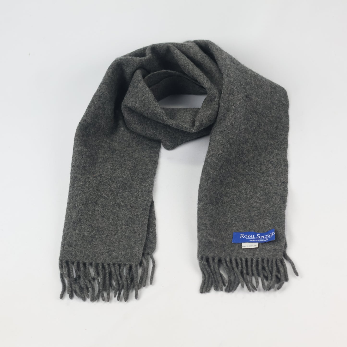 Royal Speyside Scottish Wool Thrifted Scarf - Dark Grey Heritage Muffler
