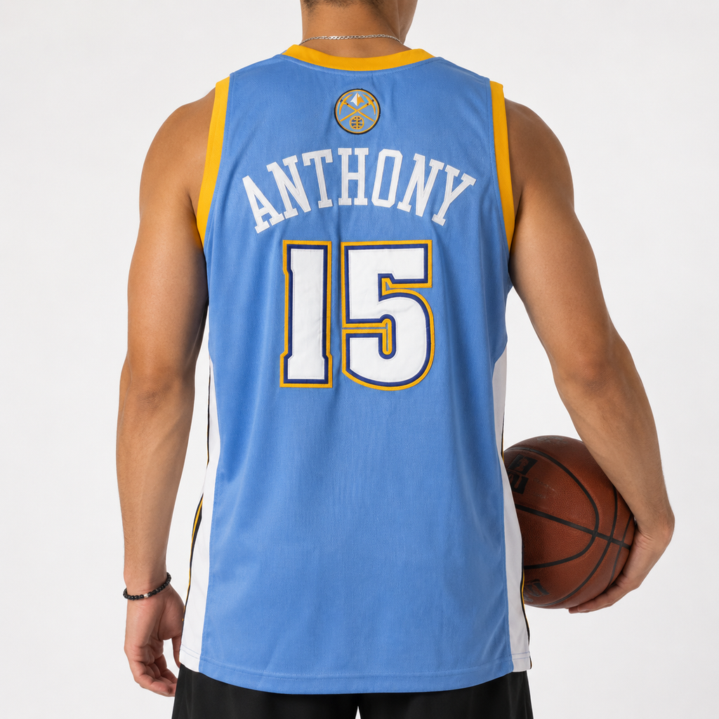 Vintage Adidas NBA Denver Nuggets Carmelo Anthony #15 Basketball Thrifted Jersey - Blue