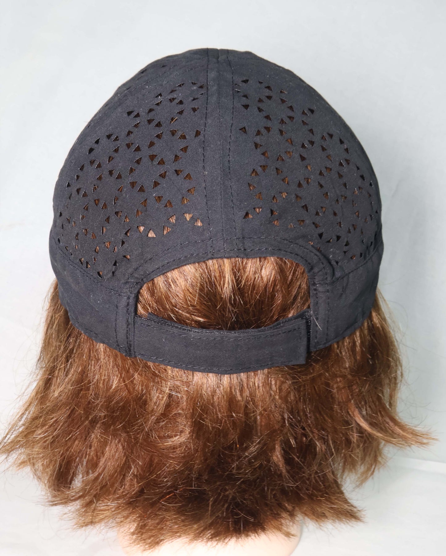 Black AVITA Perforated Sports Cap with Adjustable Strap - Breathable Lightweight Baseball Hat