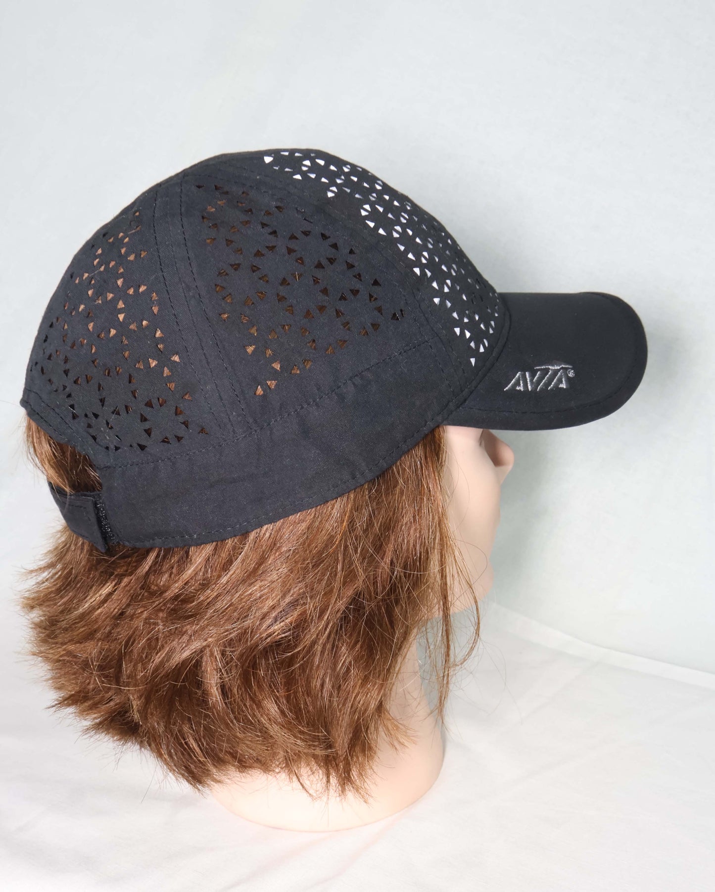 Black AVITA Perforated Sports Cap with Adjustable Strap - Breathable Lightweight Baseball Hat
