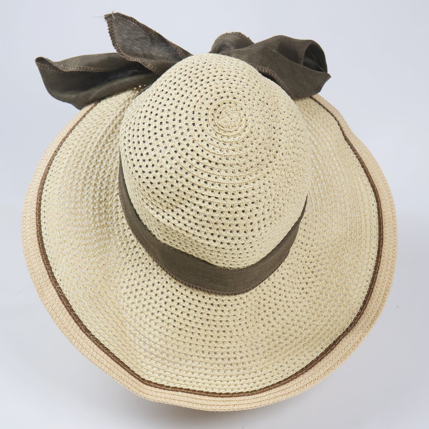 Romantic Wide-Brim Sun Hat with Oversized Bow